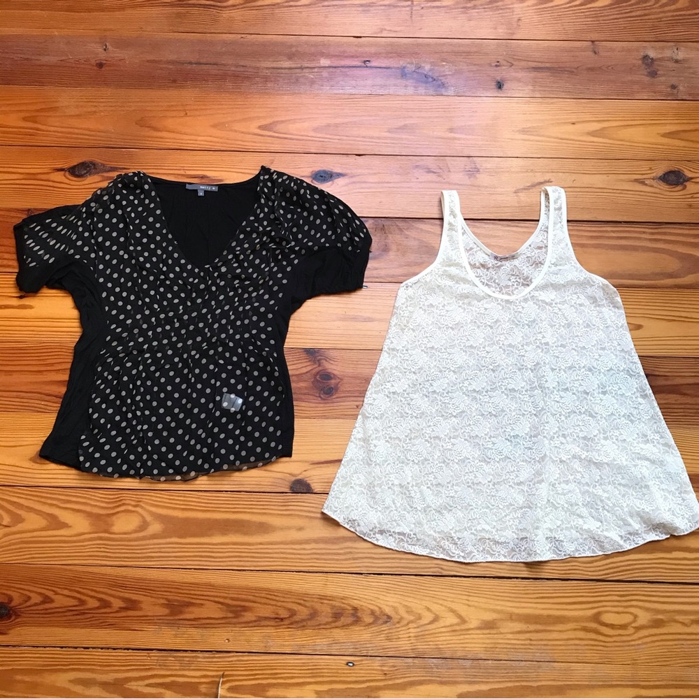 Matty M and R Jean Silk and Lace Black Ivory Tops, EUC, S
